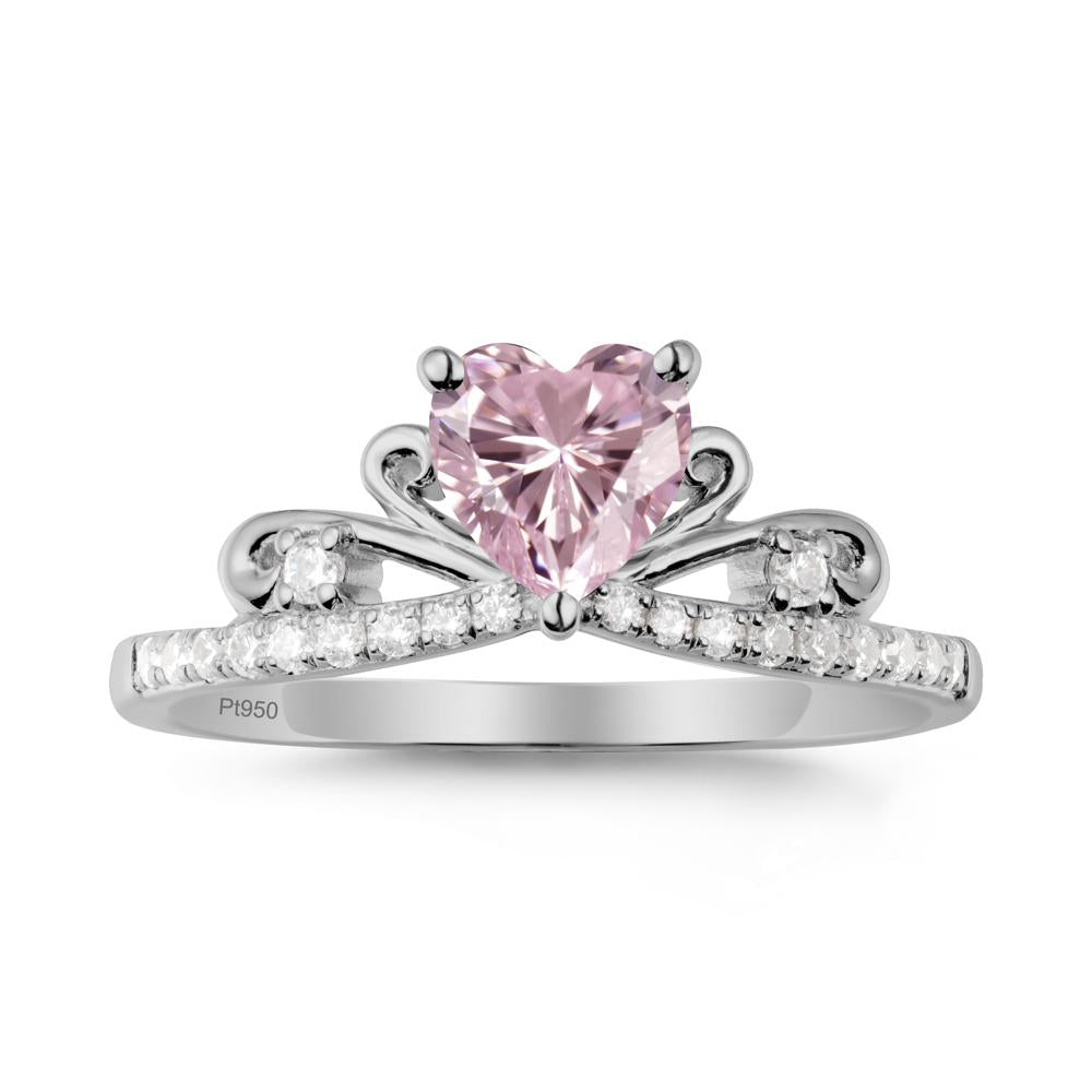 Bowknot Pave Band Pink Cubic Zirconia Engagement Ring - LUO Jewelry #metal_platinum