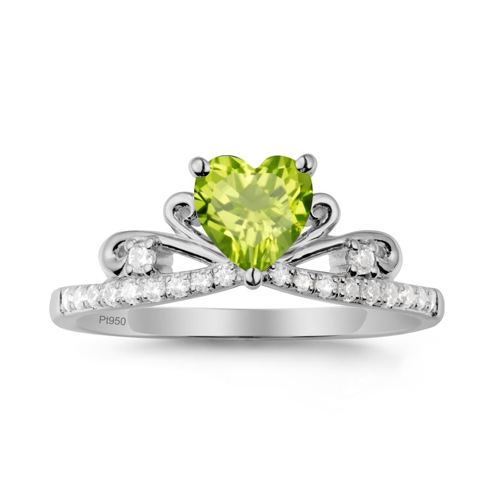 Bowknot Heart Shaped Peridot Promise Ring - LUO Jewelry #metal_platinum
