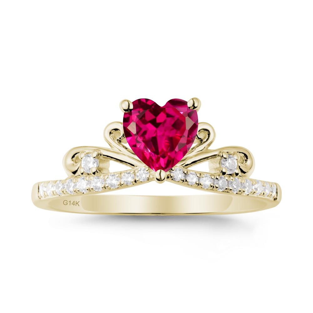 Bowknot Heart Shaped Ruby Promise Ring - LUO Jewelry #metal_14k yellow gold