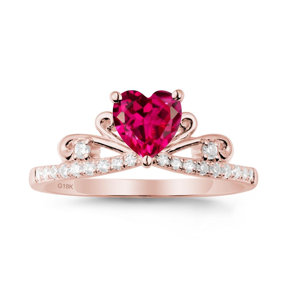 Bowknot Heart Shaped Ruby Promise Ring - LUO Jewelry #metal_18k rose gold