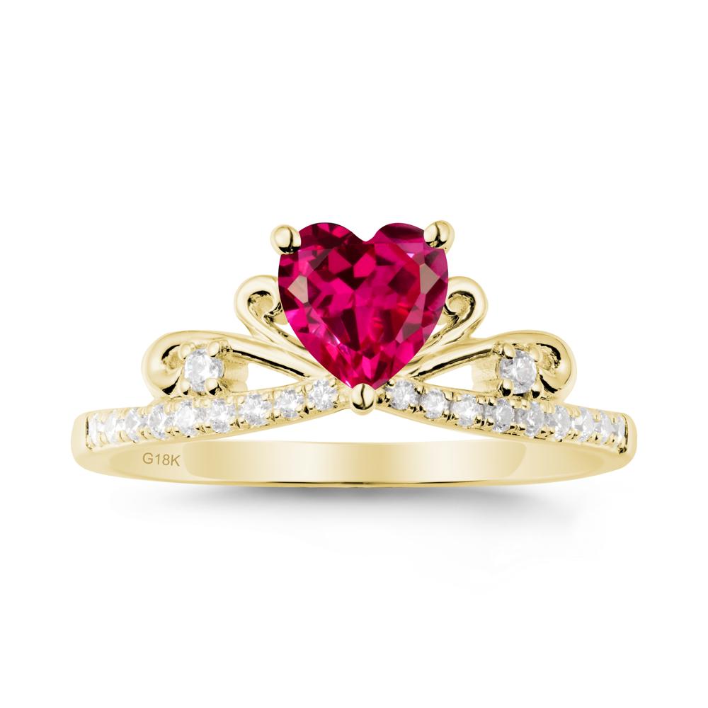 Bowknot Heart Shaped Ruby Promise Ring - LUO Jewelry #metal_18k yellow gold