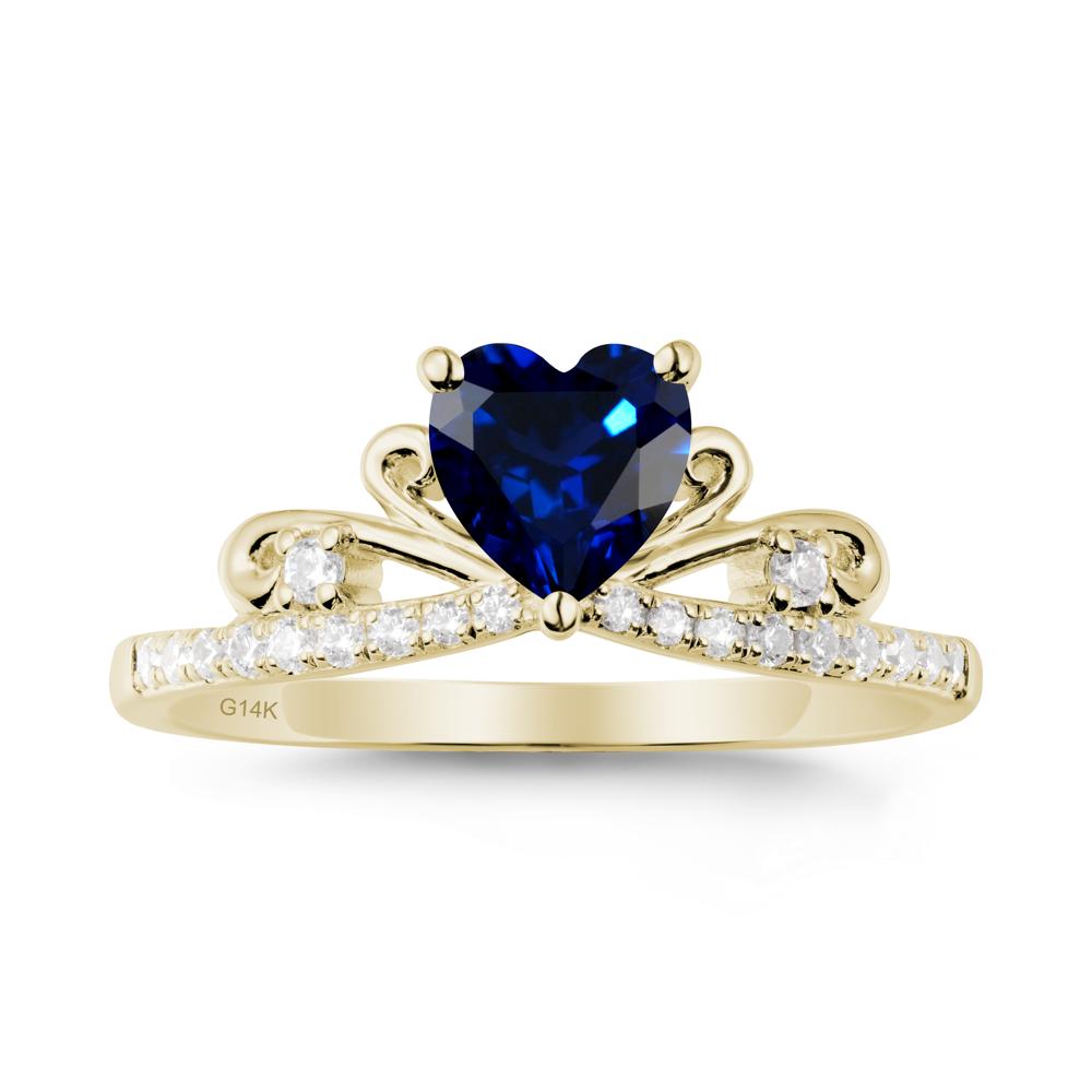 Bowknot Pave Band Sapphire Engagement Ring - LUO Jewelry #metal_14k yellow gold