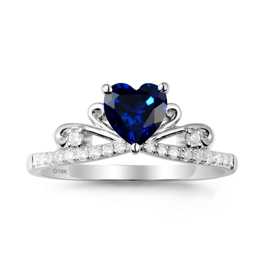 Bowknot Pave Band Sapphire Engagement Ring - LUO Jewelry #metal_18k white gold