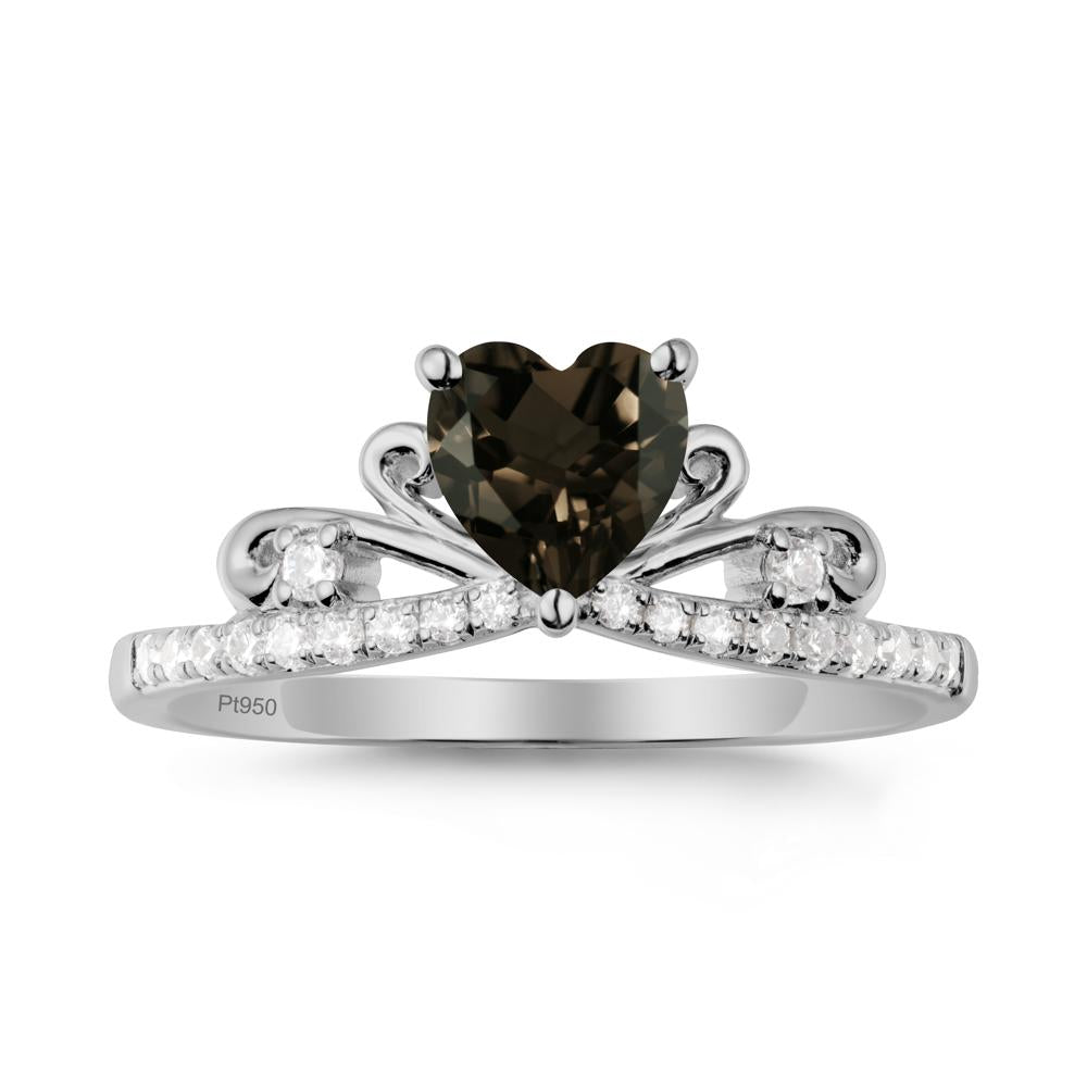 Bowknot Heart Shaped Smoky Quartz Promise Ring - LUO Jewelry #metal_platinum