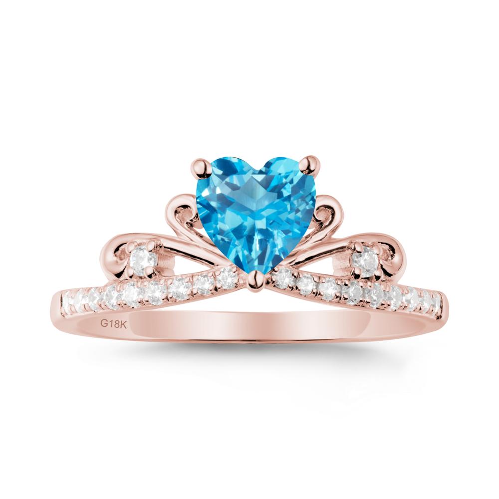 Bowknot Pave Band Swiss Blue Topaz Engagement Ring - LUO Jewelry #metal_18k rose gold