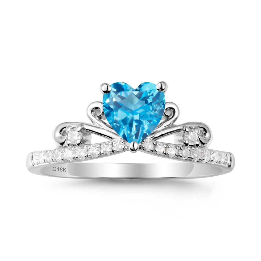 Bowknot Pave Band Swiss Blue Topaz Engagement Ring - LUO Jewelry #metal_18k white gold