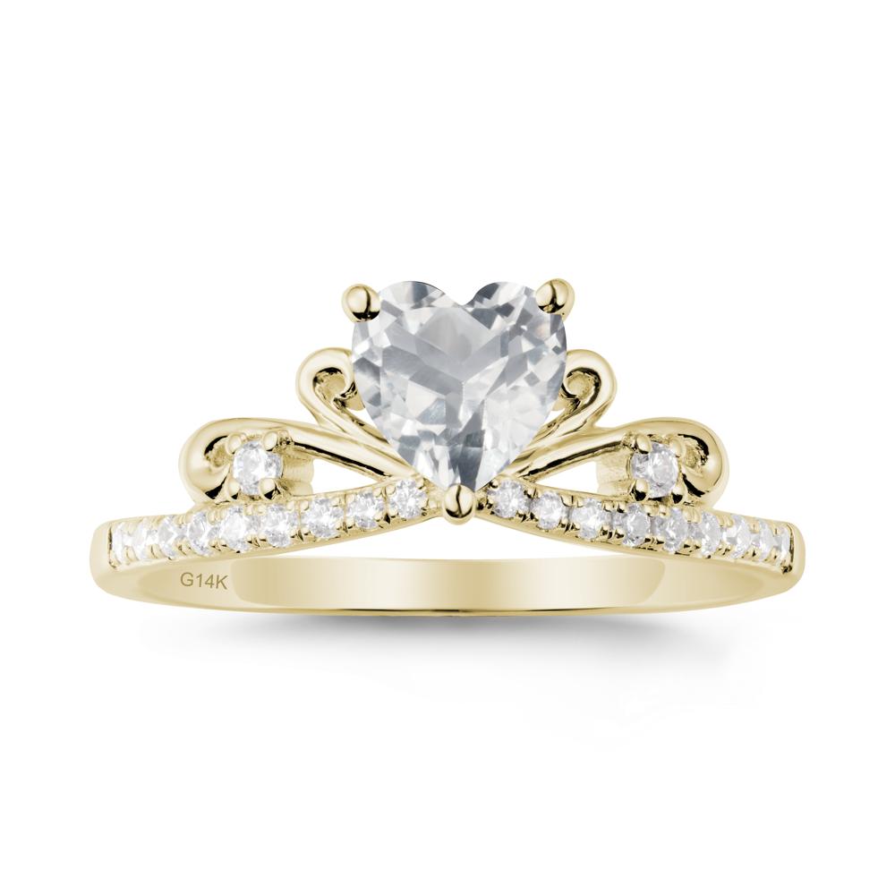 Bowknot Heart Shaped White Topaz Promise Ring - LUO Jewelry #metal_14k yellow gold