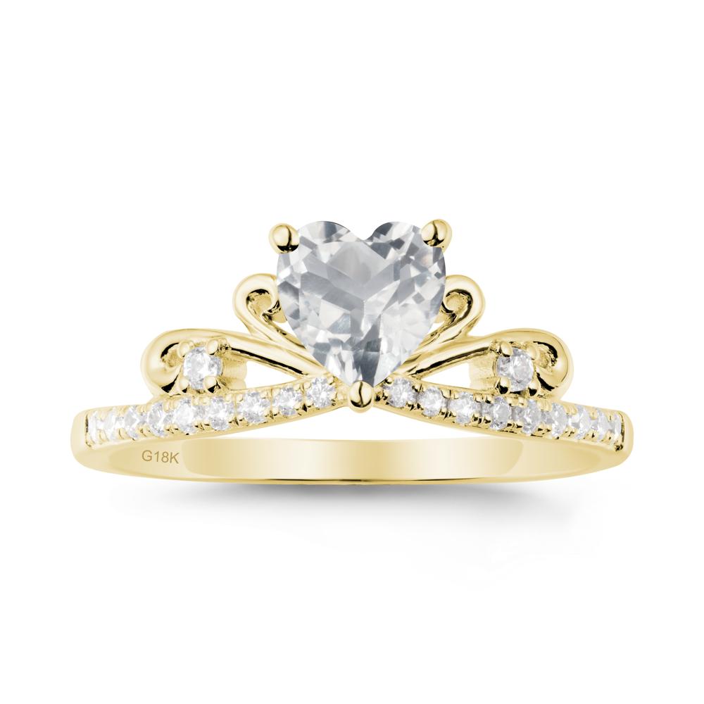 Bowknot Heart Shaped White Topaz Promise Ring - LUO Jewelry #metal_18k yellow gold