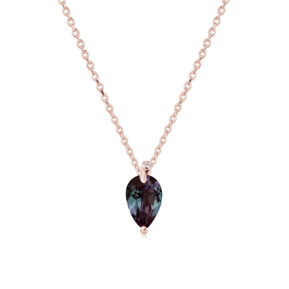 Teardrop Alexandrite Leaf Necklace - LUO Jewelry #metal_18k rose gold