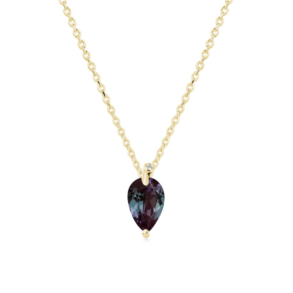 Teardrop Alexandrite Leaf Necklace - LUO Jewelry #metal_18k yellow gold