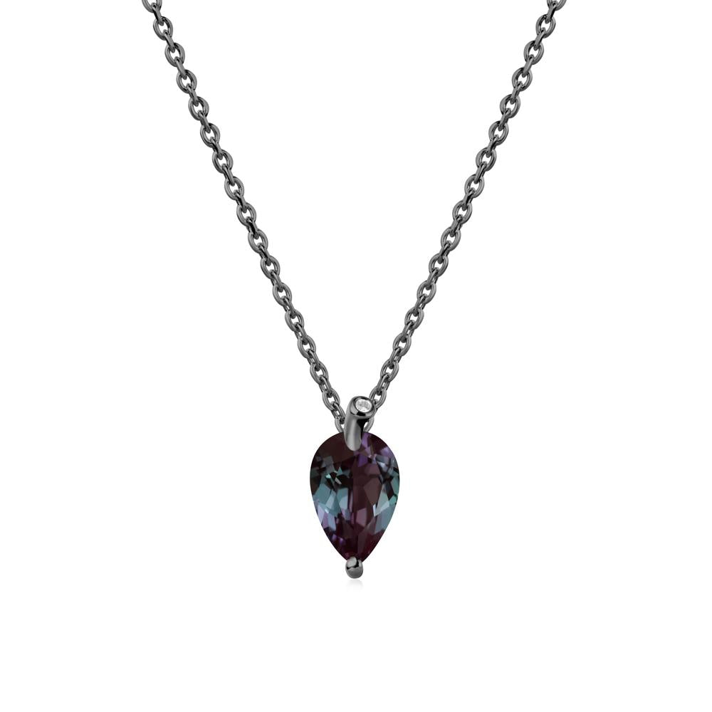 Teardrop Alexandrite Leaf Necklace - LUO Jewelry #metal_black finish sterling silver