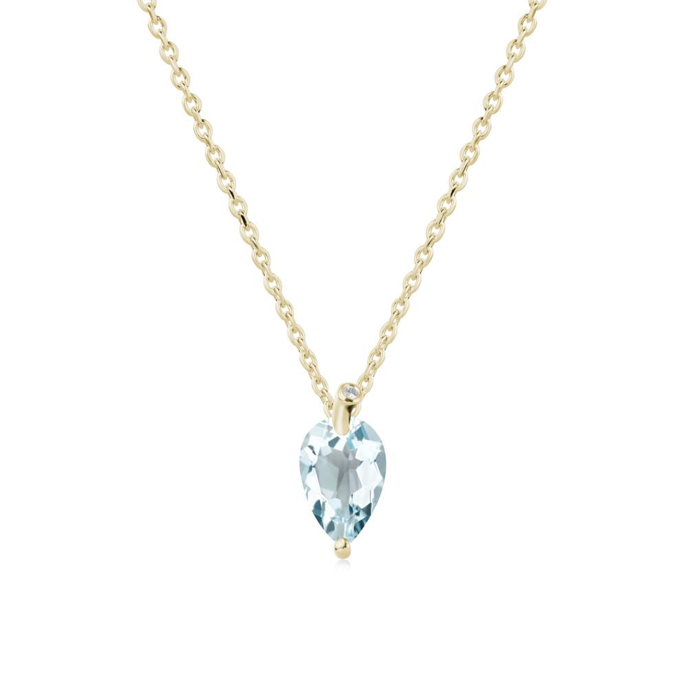 Teardrop Aquamarine Leaf Necklace - LUO Jewelry #metal_14k yellow gold