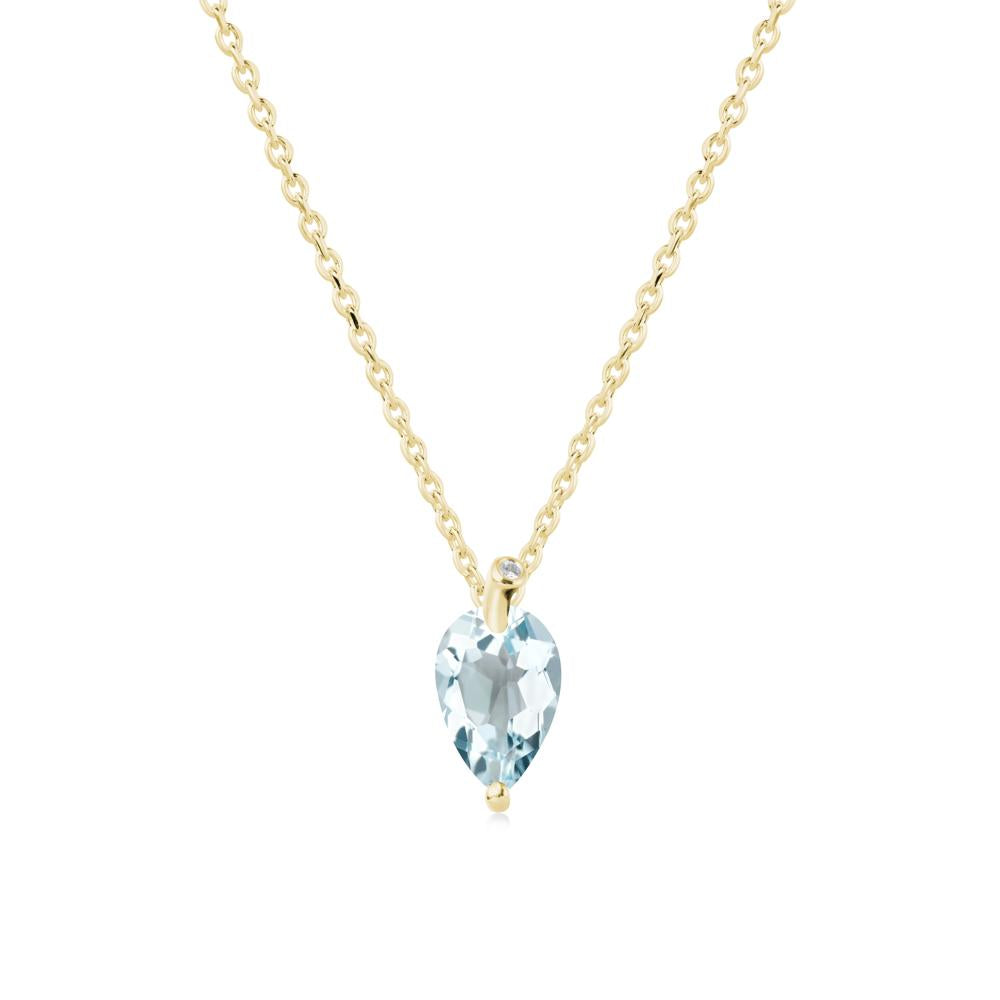 Teardrop Aquamarine Leaf Necklace - LUO Jewelry #metal_18k yellow gold