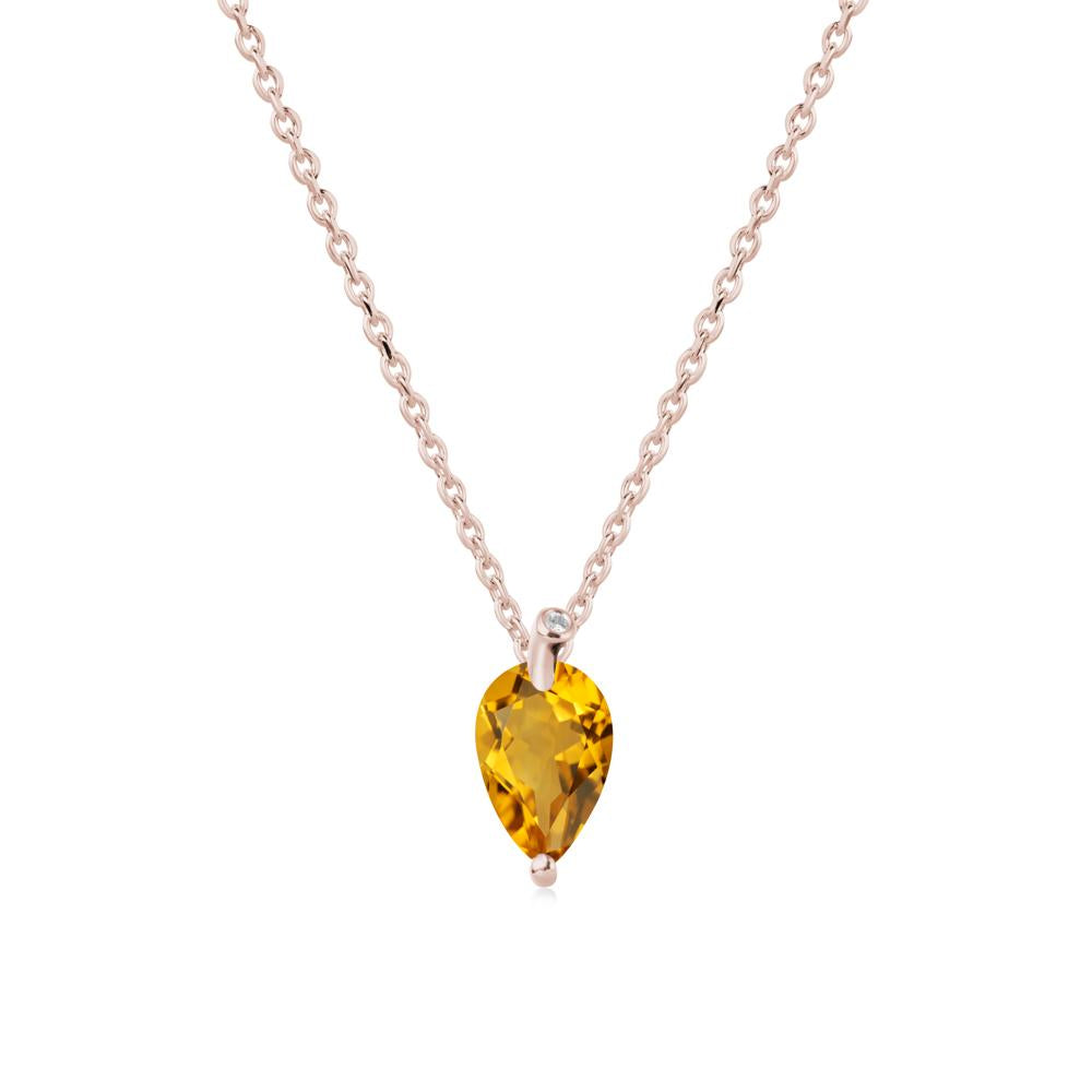 Teardrop Citrine Leaf Necklace - LUO Jewelry #metal_14k rose gold