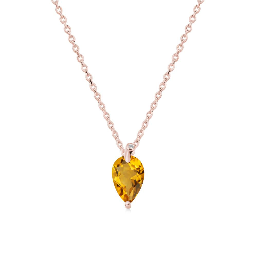 Teardrop Citrine Leaf Necklace - LUO Jewelry #metal_18k rose gold