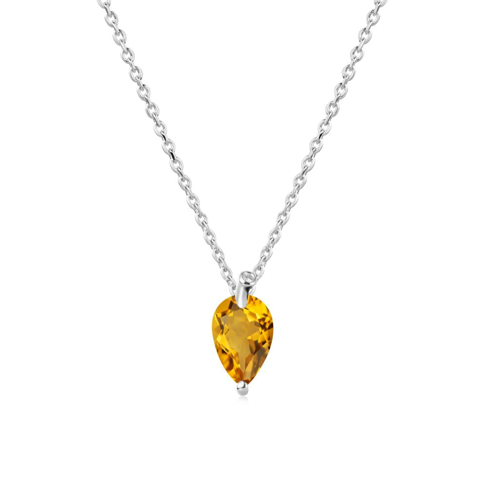 Teardrop Citrine Leaf Necklace - LUO Jewelry #metal_18k white gold