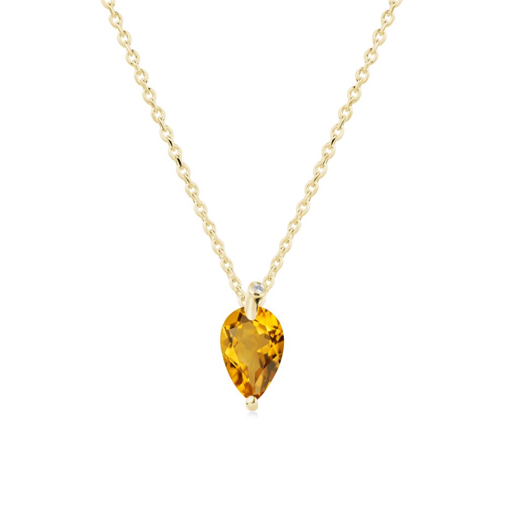 Teardrop Citrine Leaf Necklace - LUO Jewelry #metal_18k yellow gold