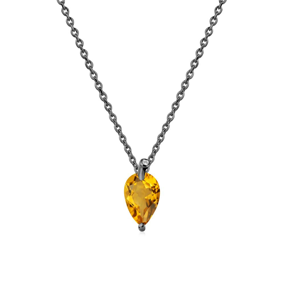 Teardrop Citrine Leaf Necklace - LUO Jewelry #metal_black finish sterling silver