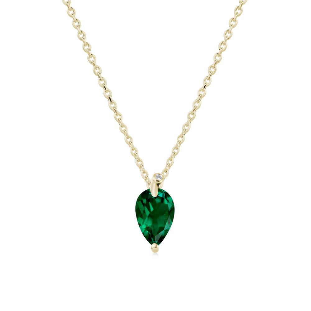 Pearl Shaped Emerald Leaf Necklace - LUO Jewelry #metal_14k yellow gold