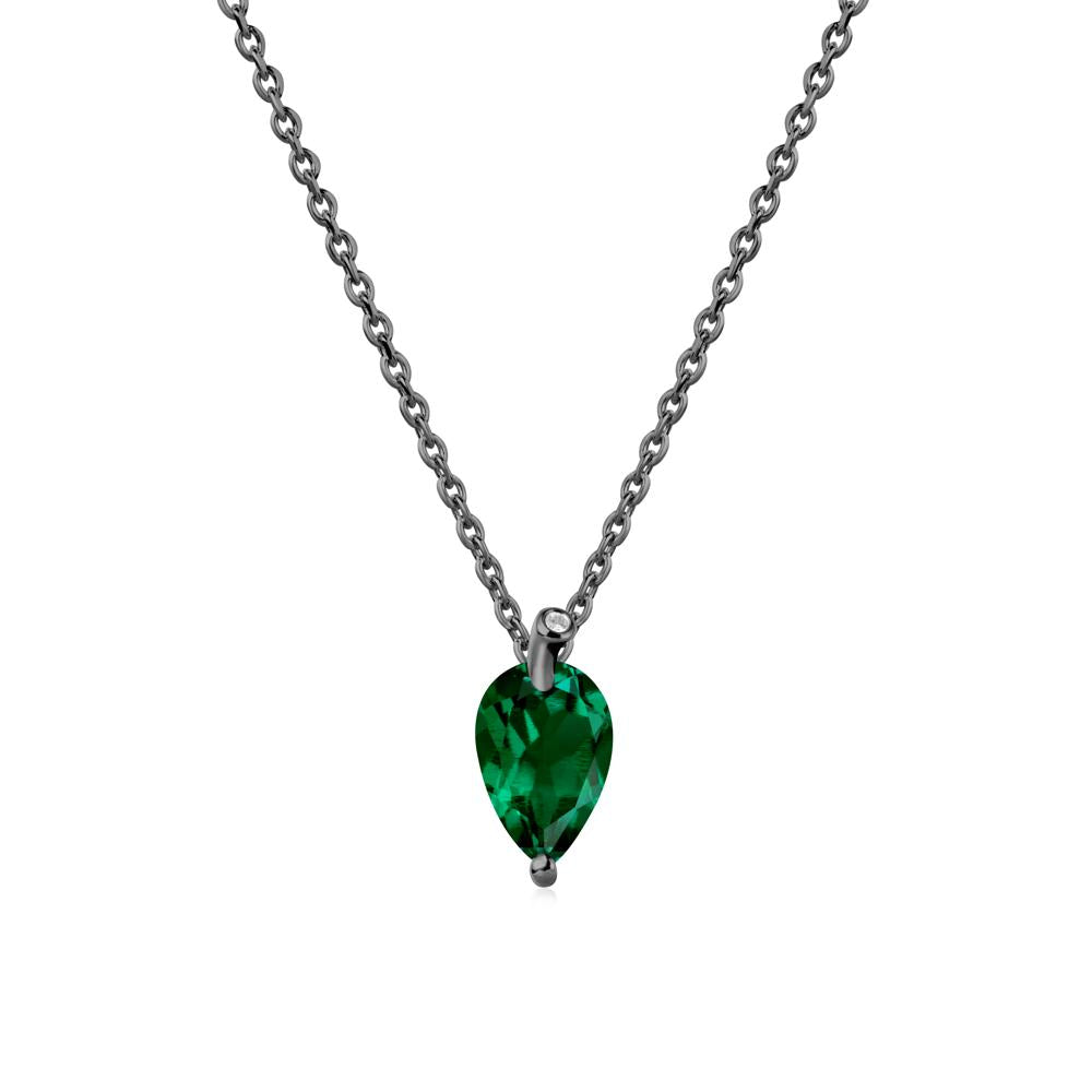 Pearl Shaped Emerald Leaf Necklace - LUO Jewelry #metal_black finish sterling silver