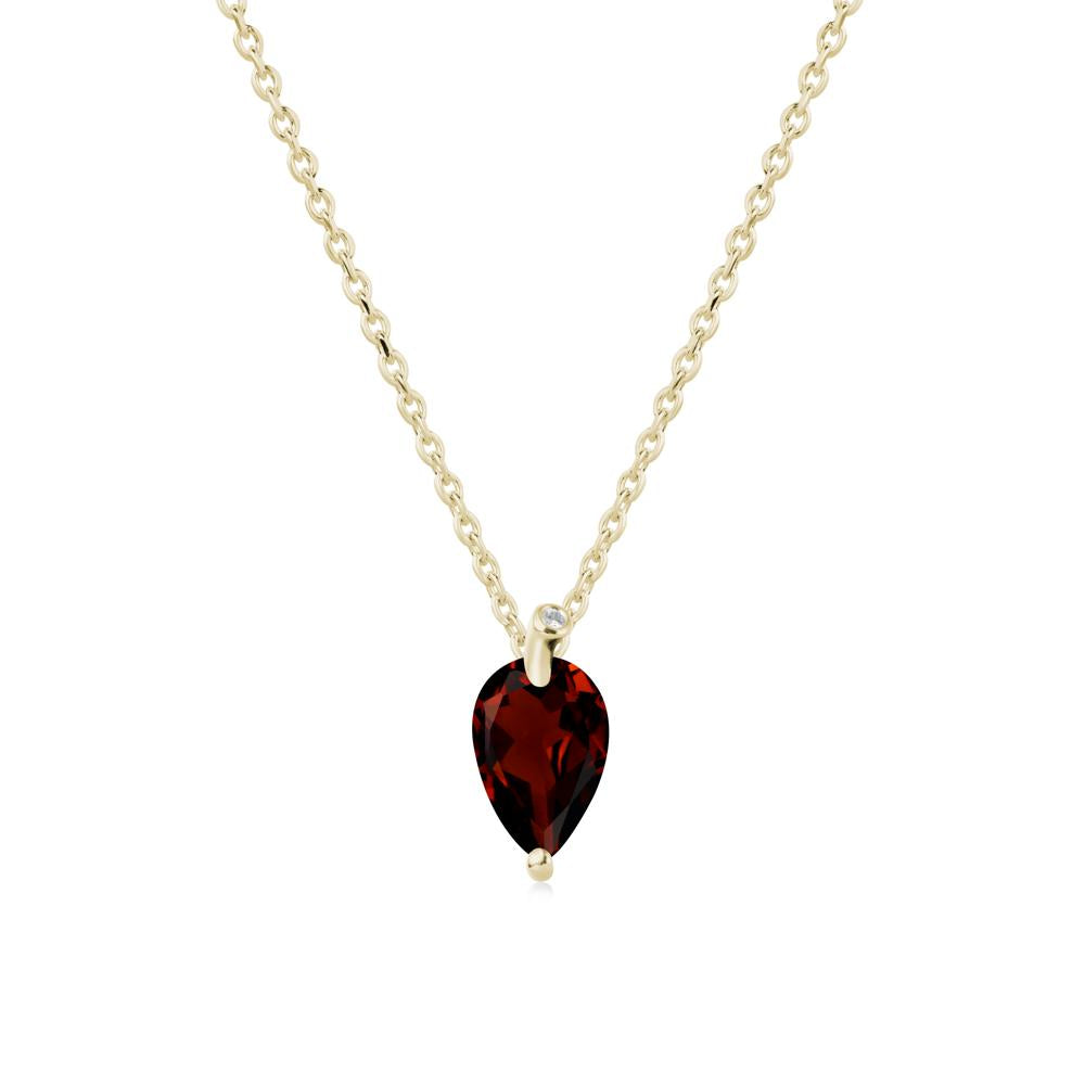 Teardrop Garnet Leaf Necklace - LUO Jewelry #metal_14k yellow gold