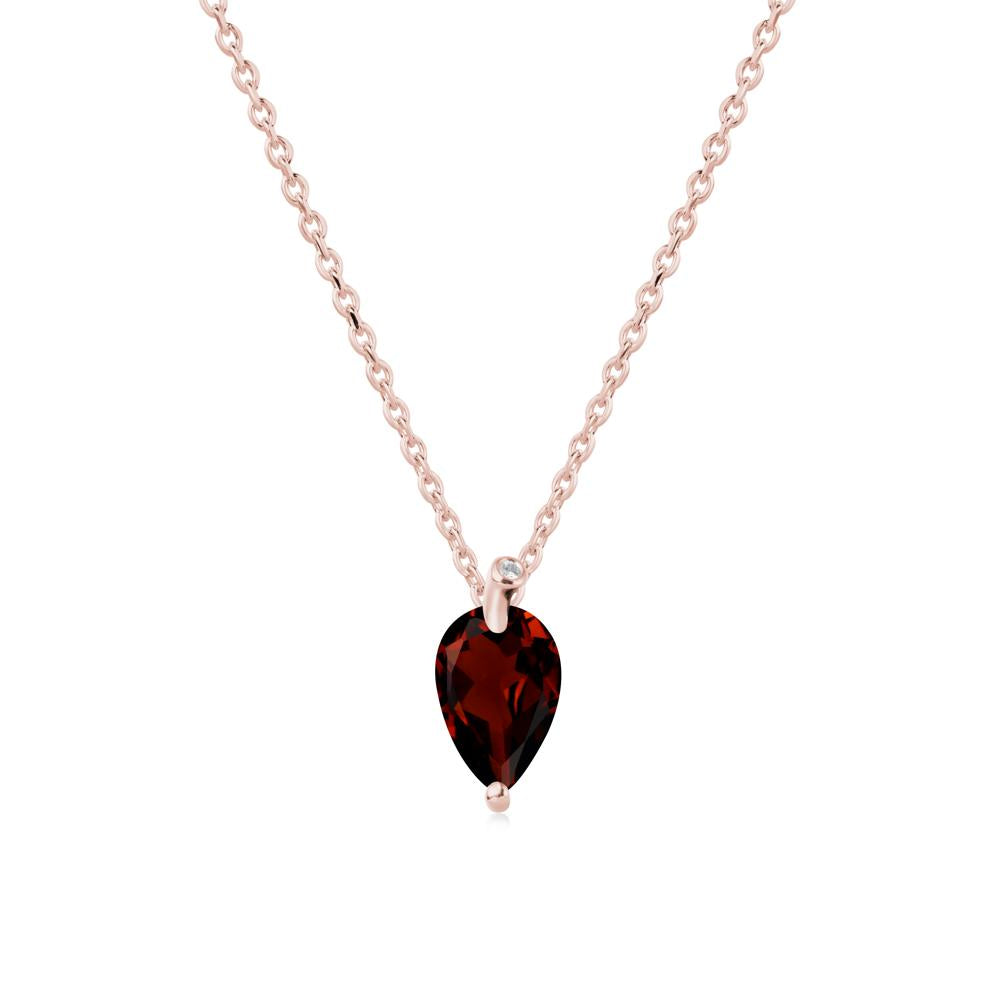 Teardrop Garnet Leaf Necklace - LUO Jewelry #metal_18k rose gold