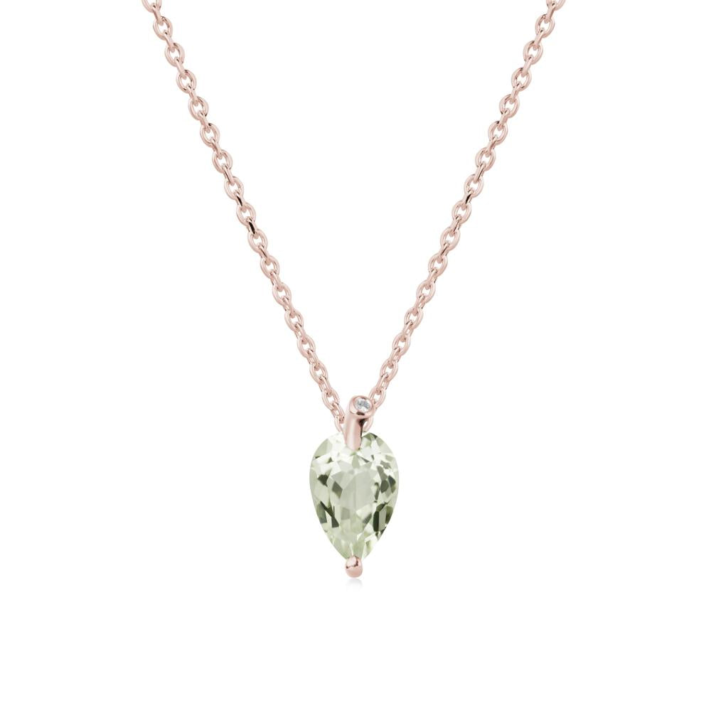 Pearl Shaped Green Amethyst Leaf Necklace - LUO Jewelry #metal_14k rose gold