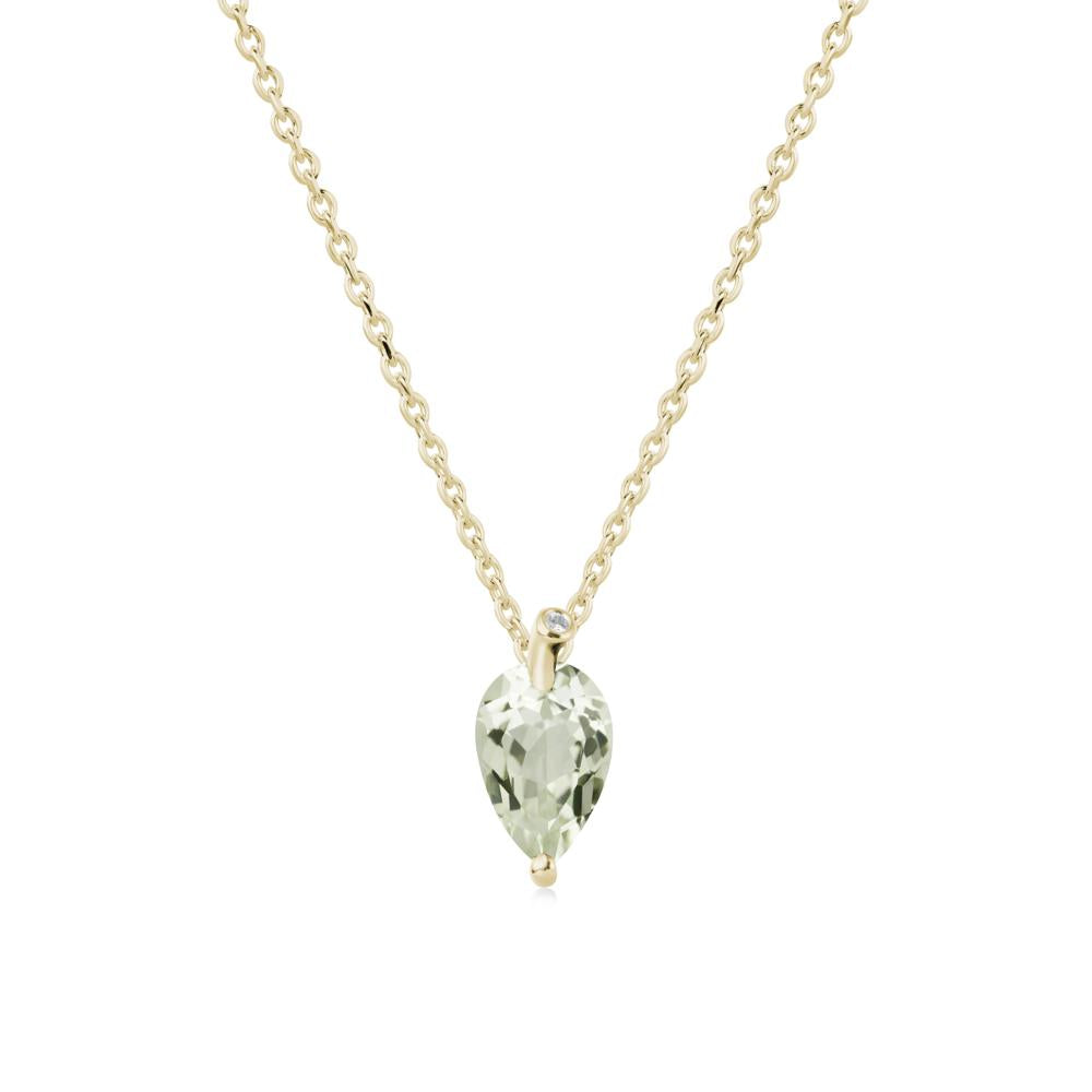 Pearl Shaped Green Amethyst Leaf Necklace - LUO Jewelry #metal_14k yellow gold