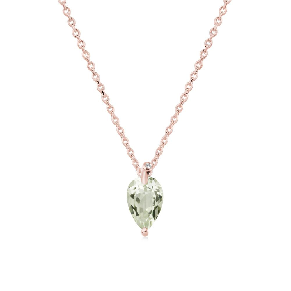 Pearl Shaped Green Amethyst Leaf Necklace - LUO Jewelry #metal_18k rose gold