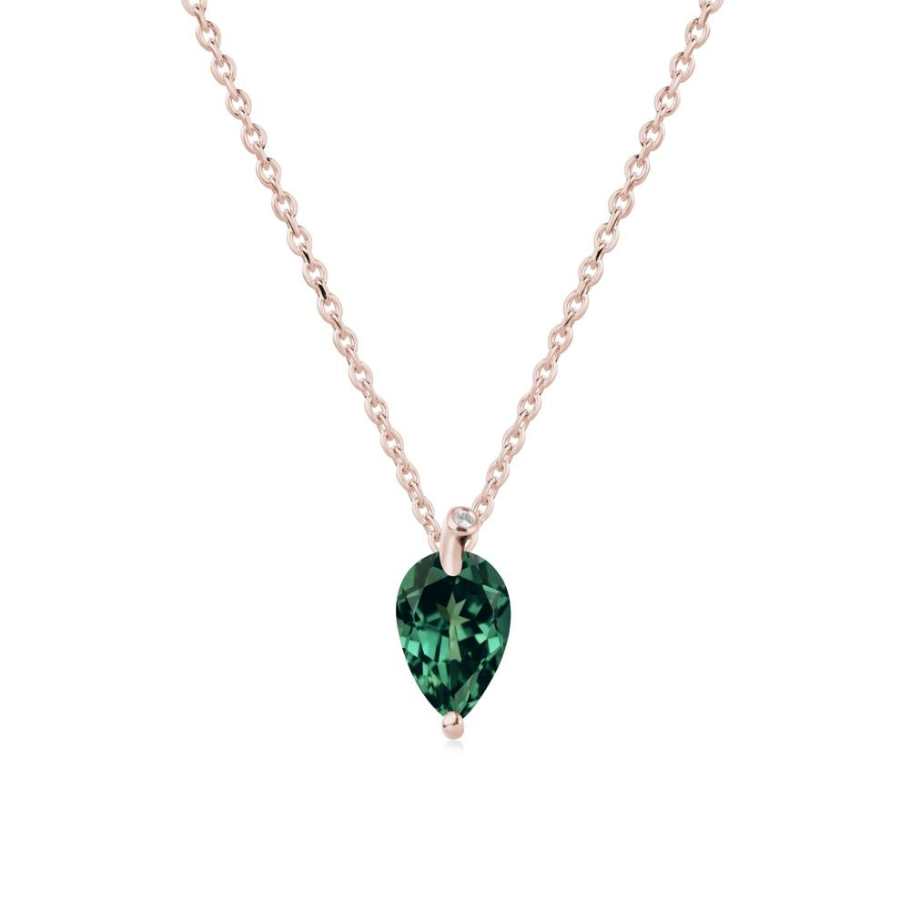 Teardrop Green Sapphire Leaf Necklace - LUO Jewelry #metal_14k rose gold