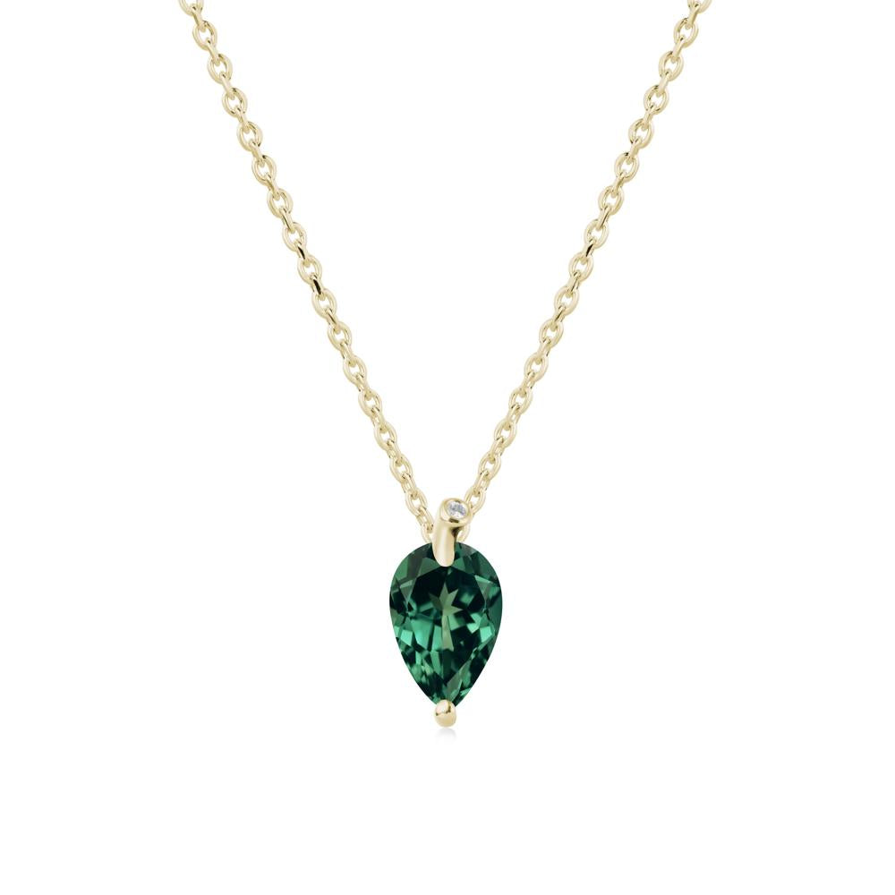 Teardrop Green Sapphire Leaf Necklace - LUO Jewelry #metal_14k yellow gold