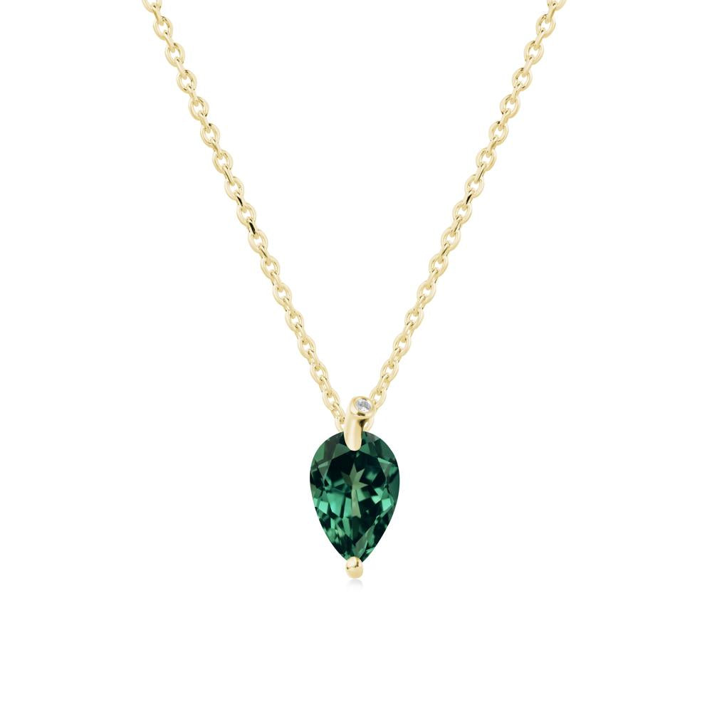 Teardrop Green Sapphire Leaf Necklace - LUO Jewelry #metal_18k yellow gold