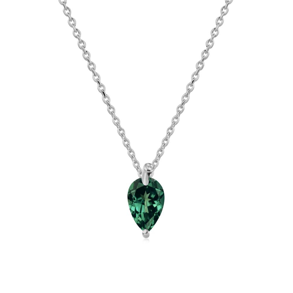 Teardrop Green Sapphire Leaf Necklace - LUO Jewelry #metal_platinum