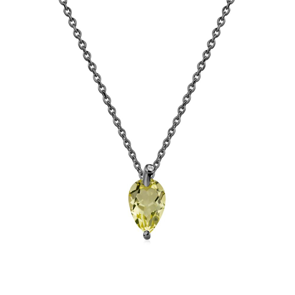 Pearl Shaped Lemon Quartz Leaf Necklace - LUO Jewelry #metal_black finish sterling silver