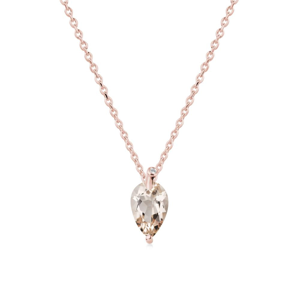 Pearl Shaped Morganite Leaf Necklace - LUO Jewelry #metal_18k rose gold