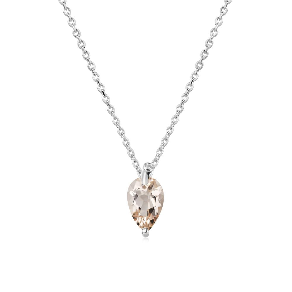 Pearl Shaped Morganite Leaf Necklace - LUO Jewelry #metal_18k white gold