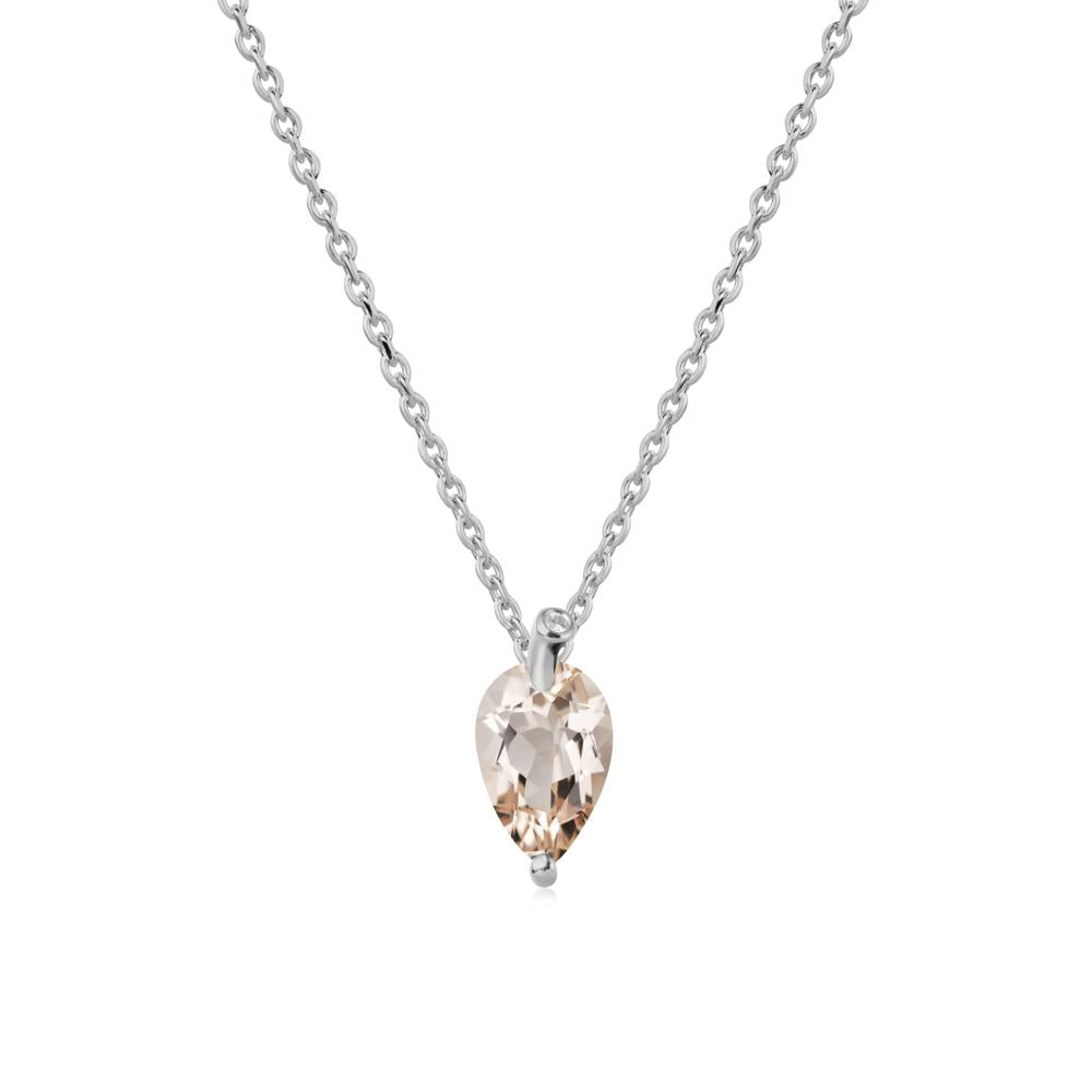 Pearl Shaped Morganite Leaf Necklace - LUO Jewelry #metal_platinum