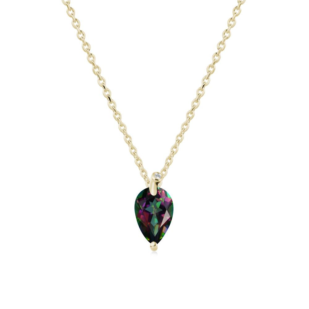Teardrop Mystic Topaz Leaf Necklace - LUO Jewelry #metal_14k yellow gold