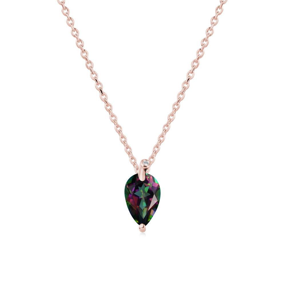 Teardrop Mystic Topaz Leaf Necklace - LUO Jewelry #metal_18k rose gold