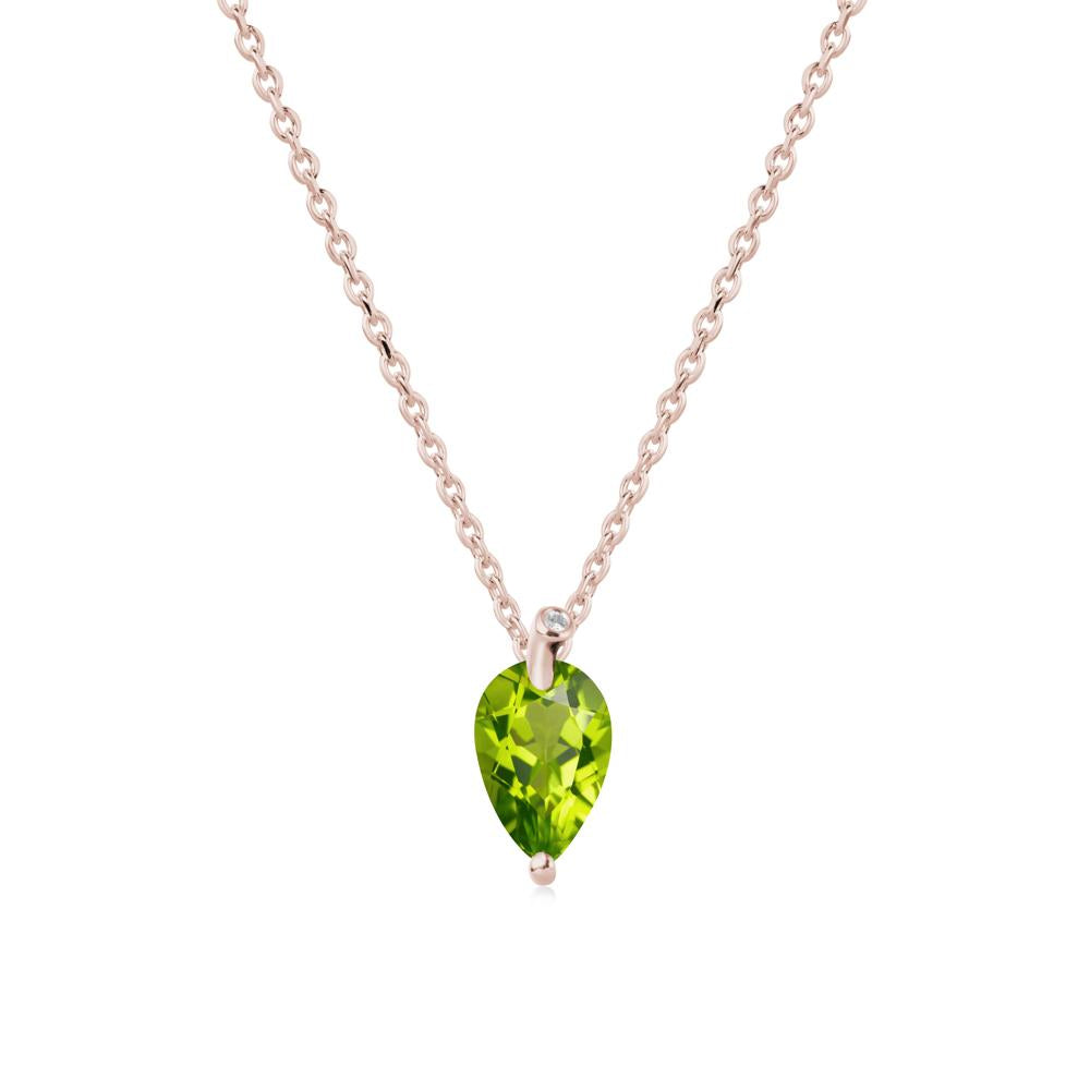 Pearl Shaped Peridot Leaf Necklace - LUO Jewelry #metal_14k rose gold