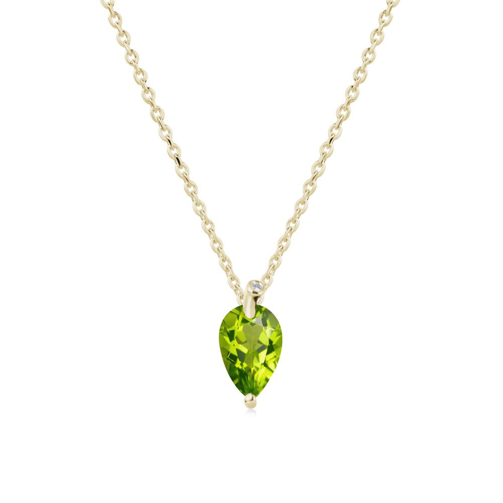 Pearl Shaped Peridot Leaf Necklace - LUO Jewelry #metal_14k yellow gold