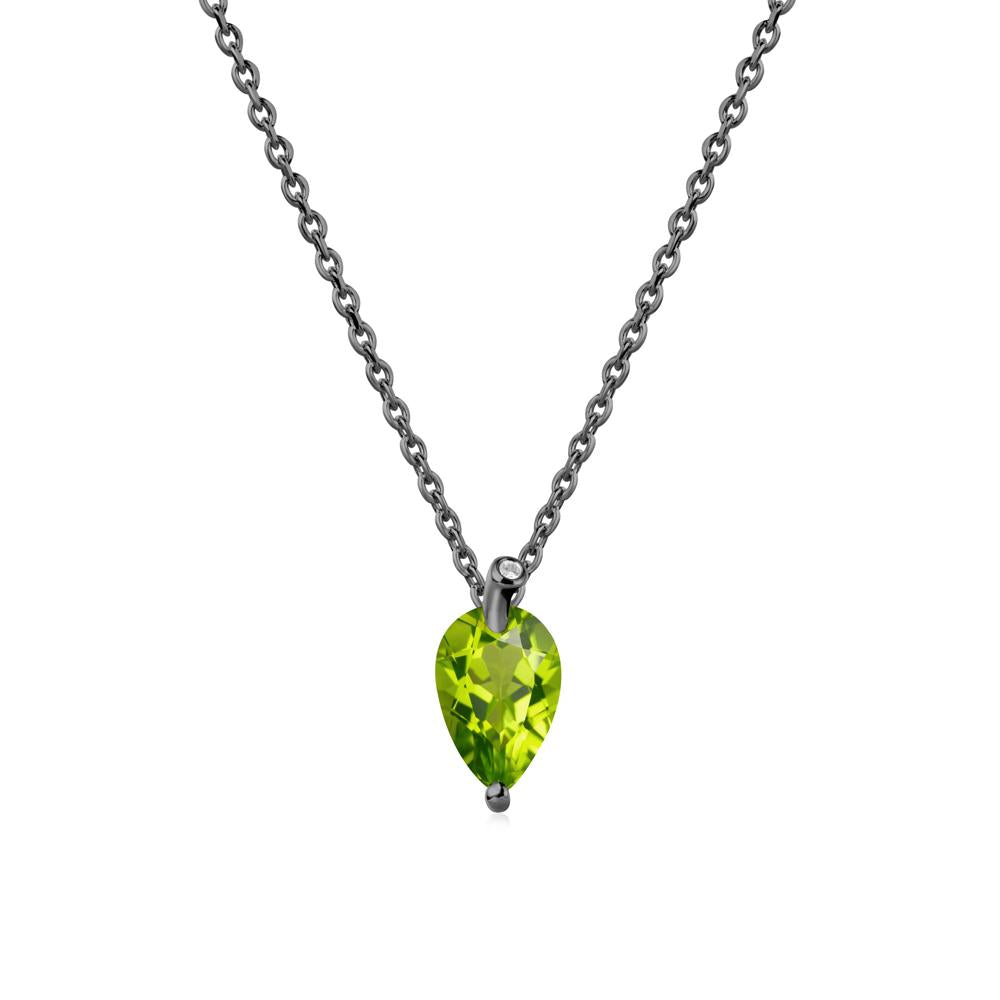 Pearl Shaped Peridot Leaf Necklace - LUO Jewelry #metal_black finish sterling silver