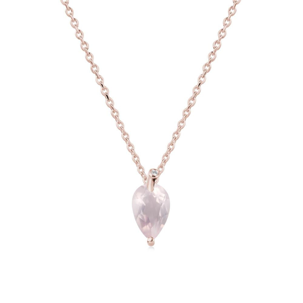 Teardrop Rose Quartz Leaf Necklace - LUO Jewelry #metal_14k rose gold