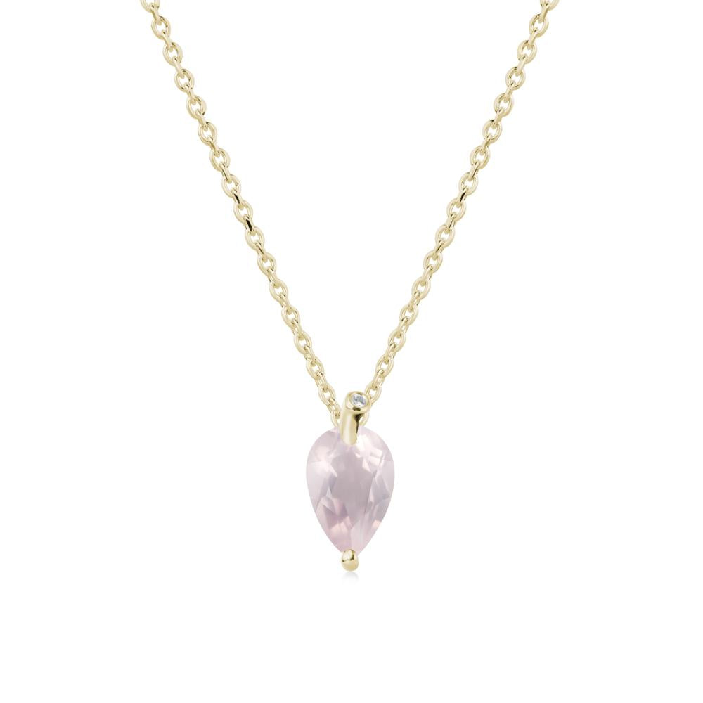 Teardrop Rose Quartz Leaf Necklace - LUO Jewelry #metal_14k yellow gold