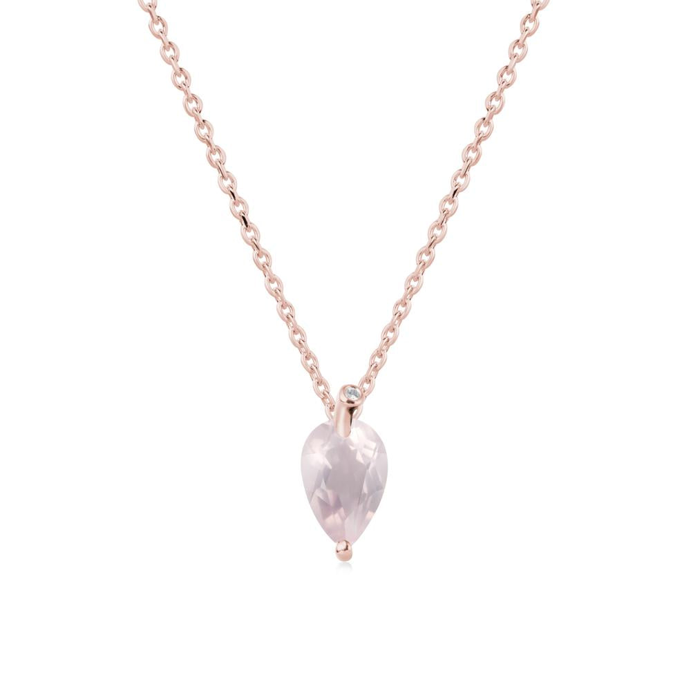 Teardrop Rose Quartz Leaf Necklace - LUO Jewelry #metal_18k rose gold