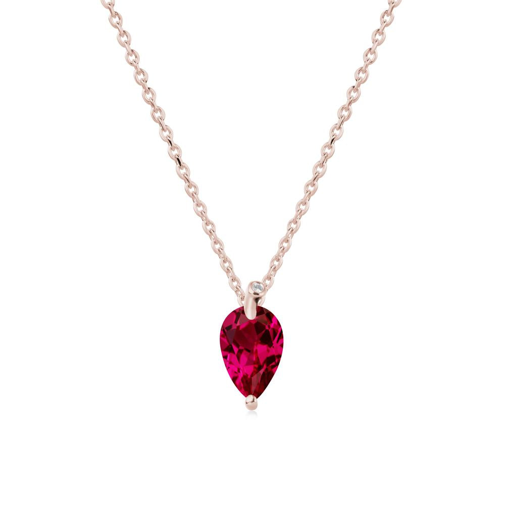 Teardrop Ruby Leaf Necklace - LUO Jewelry #metal_14k rose gold
