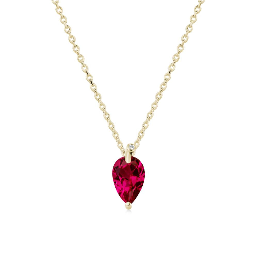 Teardrop Ruby Leaf Necklace - LUO Jewelry #metal_14k yellow gold