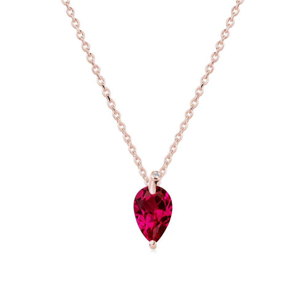 Teardrop Ruby Leaf Necklace - LUO Jewelry #metal_18k rose gold