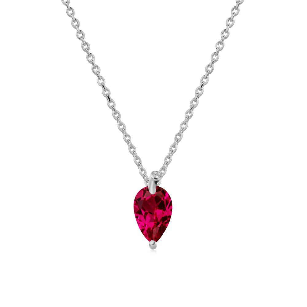 Teardrop Ruby Leaf Necklace - LUO Jewelry #metal_platinum