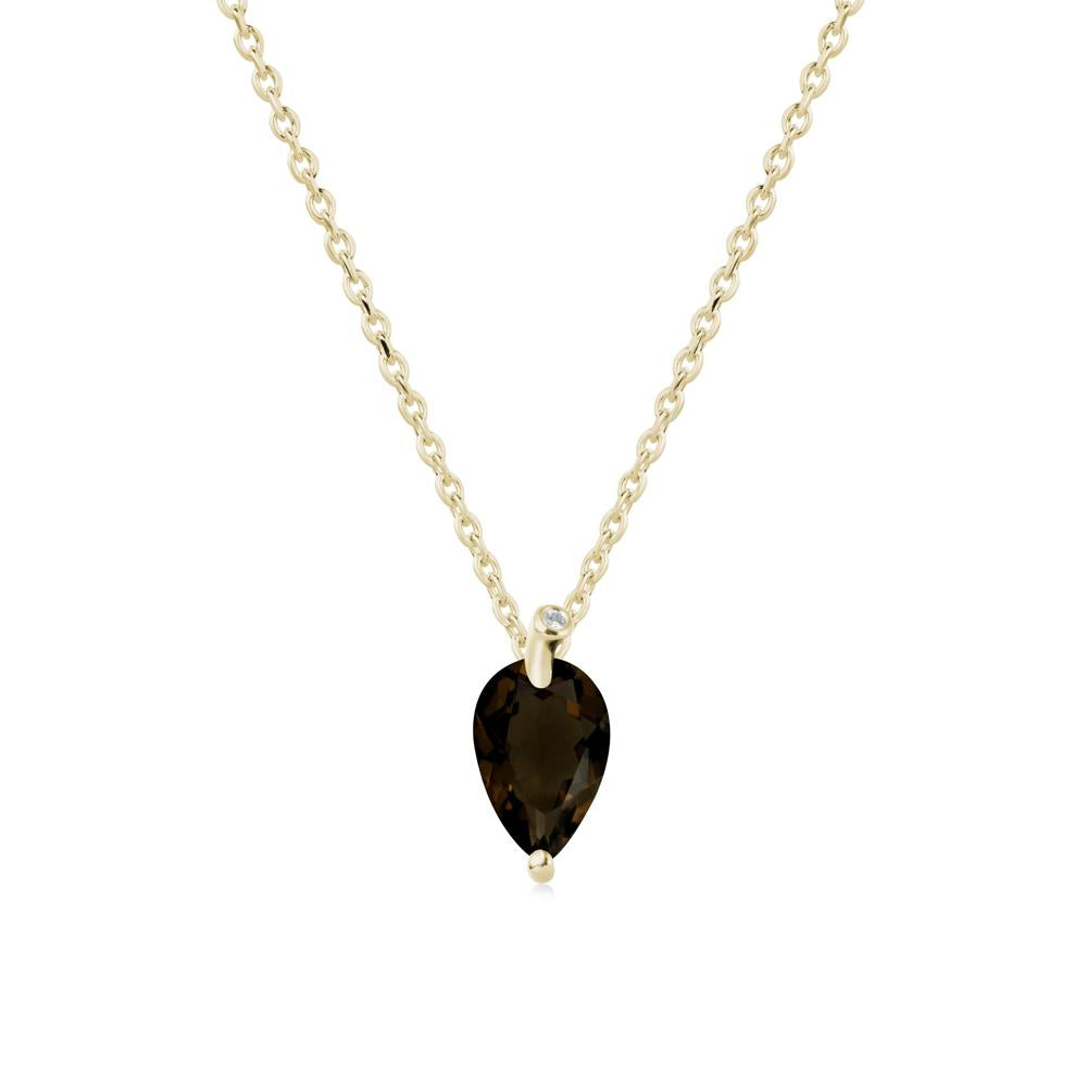 Teardrop Smoky Quartz Leaf Necklace - LUO Jewelry #metal_14k yellow gold